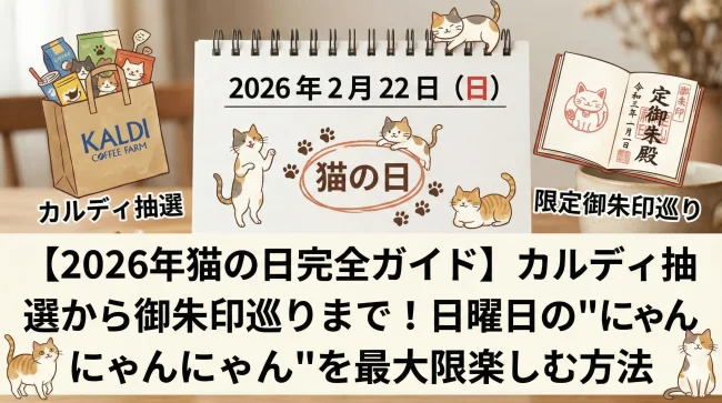 2026年の猫の日(2月22日)完全ガイド――カルディ抽選から御朱印巡りまで、日曜日の"にゃんにゃんにゃん"を最大限楽しむ方法
